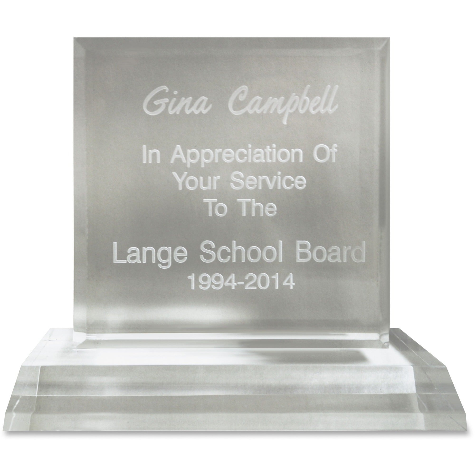 Xstamper Trinity Acrylic Award - 6.5" Width x 6.3" Length - Laser Compatible - Assorted - Acrylic - 1 Each