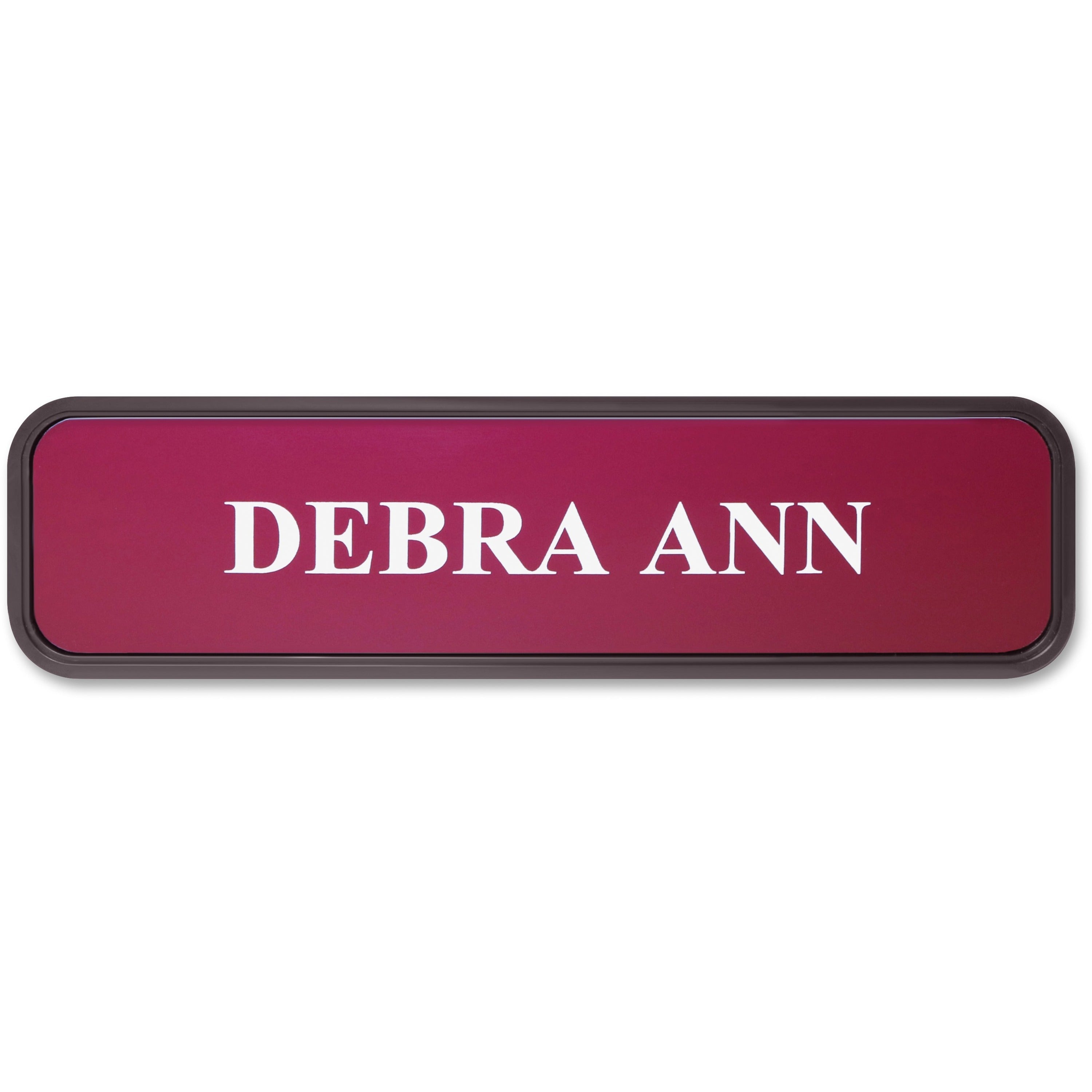 Xstamper Designer Framed Wall/Door Sign - 8" Width x 2" Height - Rectangular Shape - Rounded Corner - Plastic - Brown - 1 Each