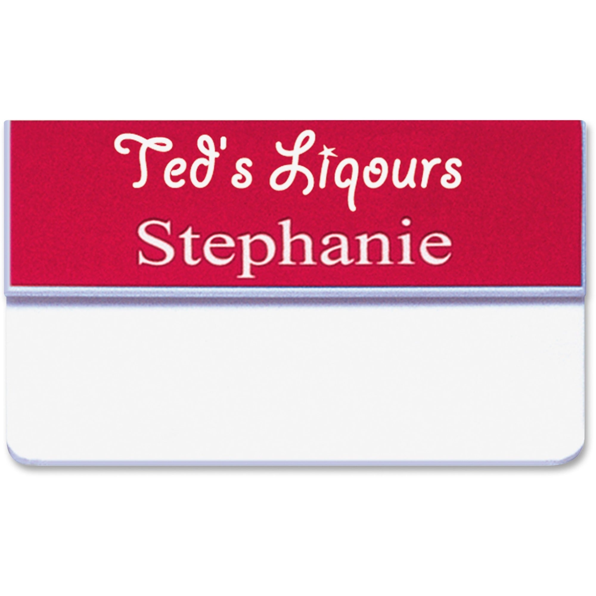 Xstamper Pocket Name Badge With Logo - Logo Design - 1" Width x 3" Height - Rectangular Shape - Durable - Plastic - Assorted - 1 Each