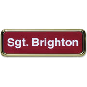 Xstamper Gold Frame Name Badge, 1" x 3", Rectangular, Durable Plastic, Gold Border, 1 Each