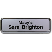 Xstamper Gold Frame Name Badge, 1" x 3", Rectangular, Durable Plastic, Silver Frame, 1 Each