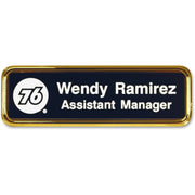 Xstamper Logo Frame Name Badge - Logo Design - 1.5" Width x 3" Height - Rectangular Shape - Durable - Plastic - 1 Each