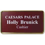 Xstamper Framed Name Badge, Gold Border, Rectangular, 1.5" x 3", Durable Plastic, 1 Each