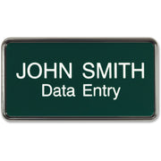 Xstamper Framed Name Badge, Rectangular, Silver Frame, 1.5" x 3", Durable Plastic, 1 Each