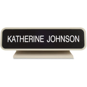 Xstamper Designer Framed Desk Sign, Logo Design, 8" x 2", Rectangular, Rounded Corner, Almond Frame, Plastic, 1 Each