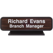 Xstamper Designer Framed Desk Sign, Logo Design, 8" x 2", Rectangular, Rounded Corners, Brown Frame, Plastic, 1 Each