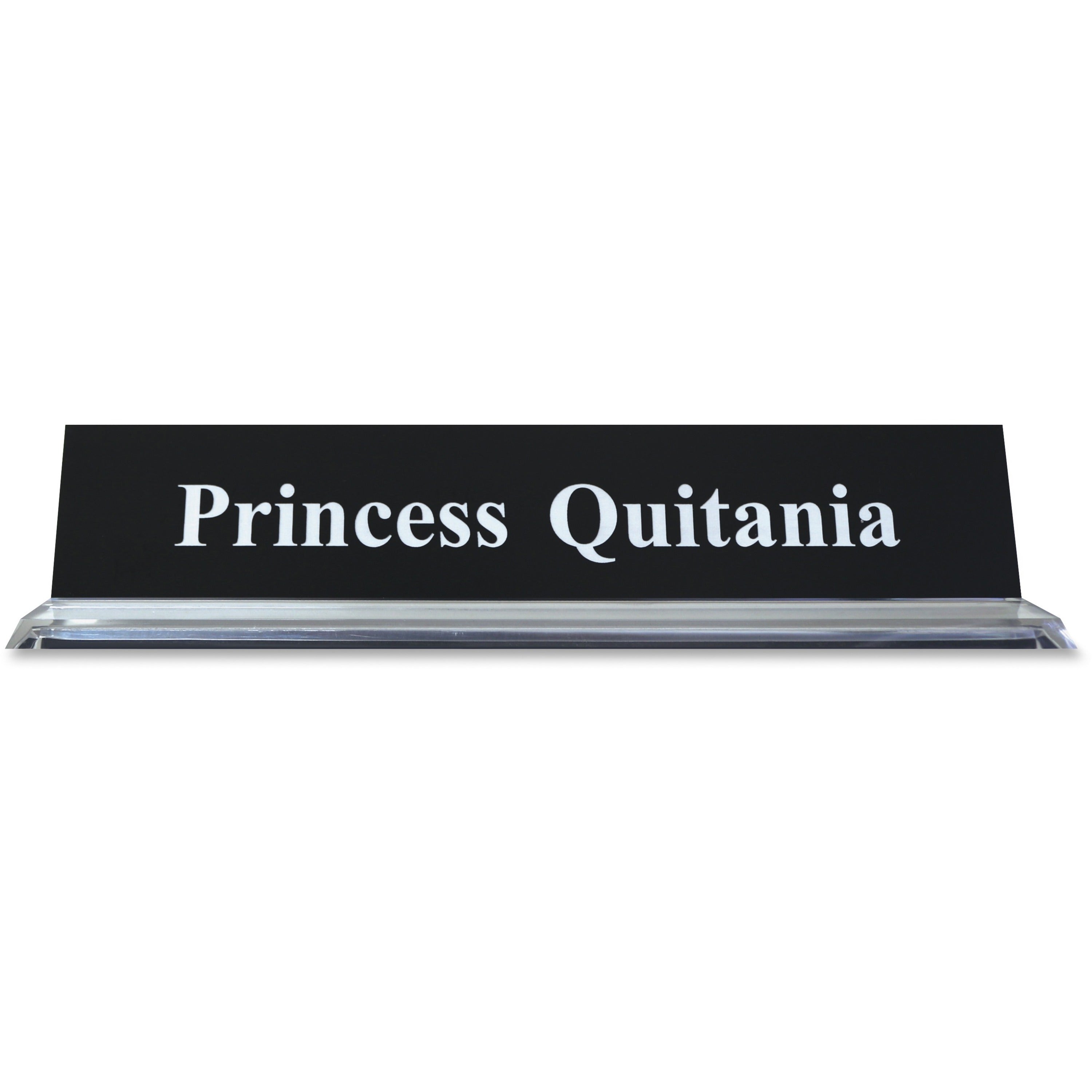 Xstamper 2"x10" Acrylic Base Desk Sign Set, Rectangular, Clear Frame, Durable Plastic, Square Corners, 1 Each