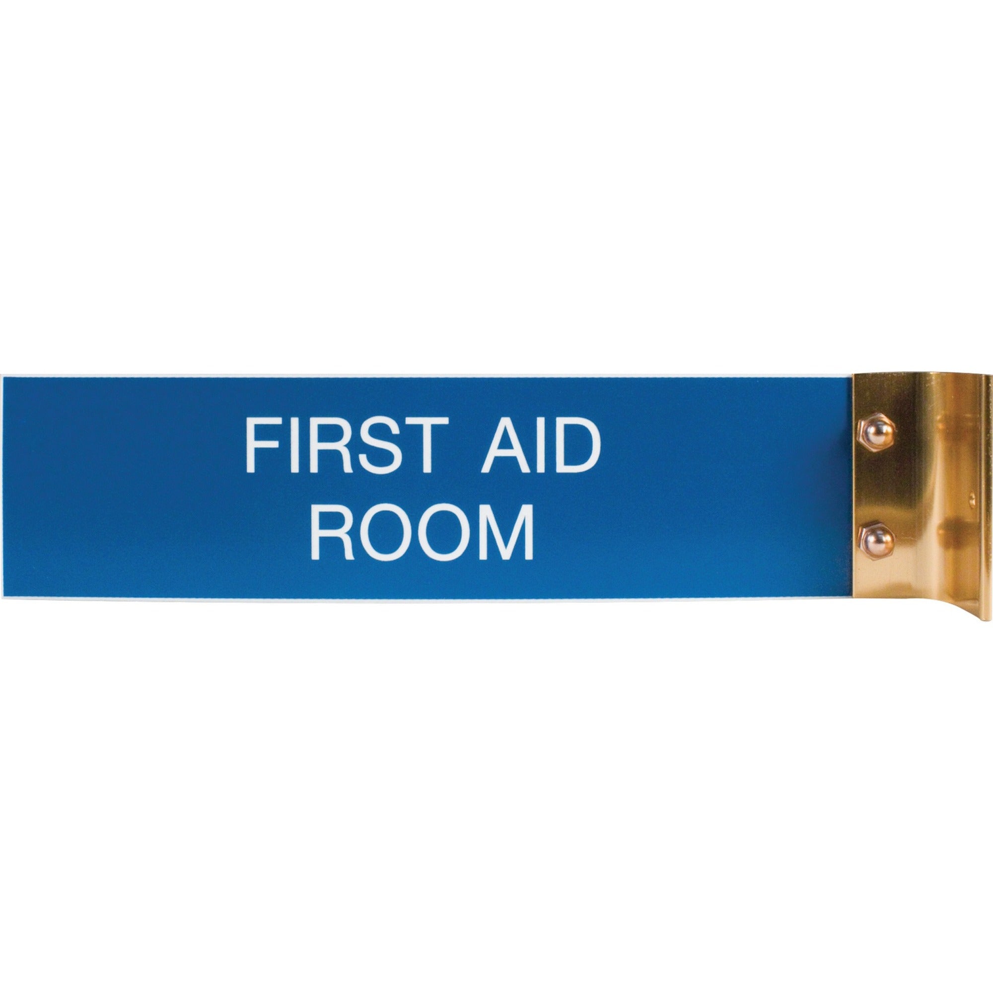 Xstamper Corridor Sign, 8" x 2", Rectangular, Double Sided, Wall Mountable, Gold Aluminum Frame, 1 Each