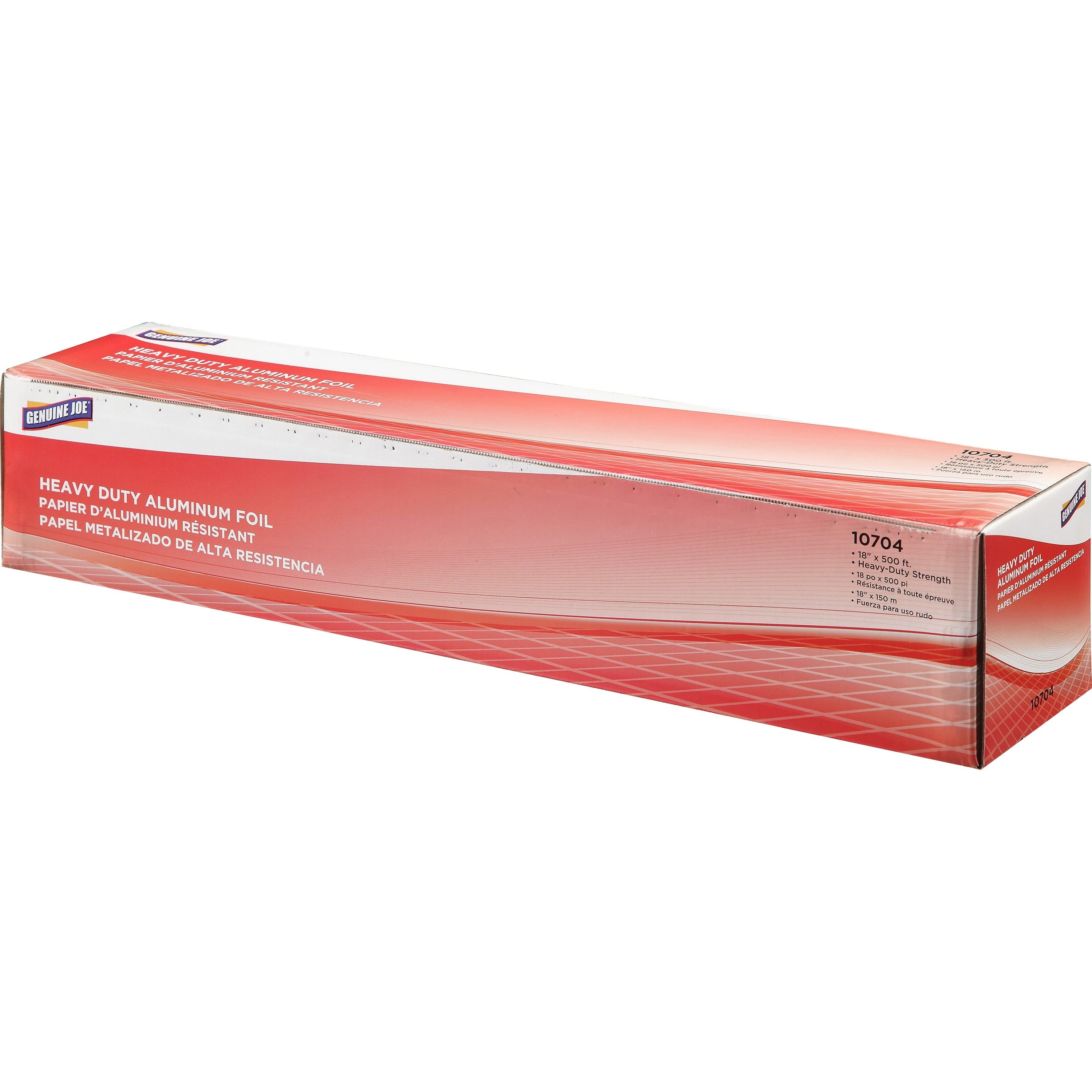 Genuine Joe Heavy-duty Aluminum Foil, 18" x 500 ft, Heavy Duty, Sturdy, Dispenser, Pliable, Aluminum, Silver, 1 Each