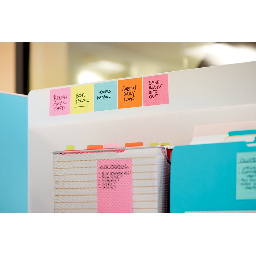 Post-it Super Sticky Notes, Supernova Neons Color Collection, 3" x 3", Square, 90 Sheets per Pad, Aqua Splash/Acid Lime/Guava/Tropical Pink/Iris Infusion, 1 Pack