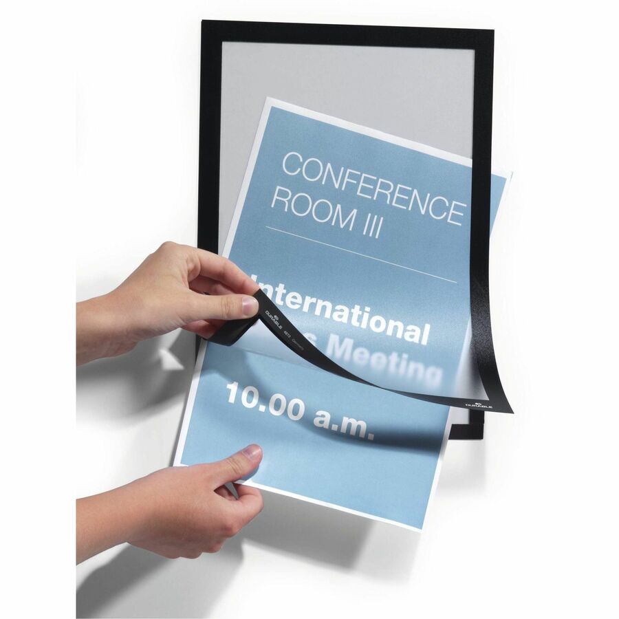 9" x 14" Frame Size - Holds 8.50" x 11" Insert - Rectangle - Horizontal, Vertical - Self-adhesive, Sturdy, Magnetic - Black - 2 / Pack