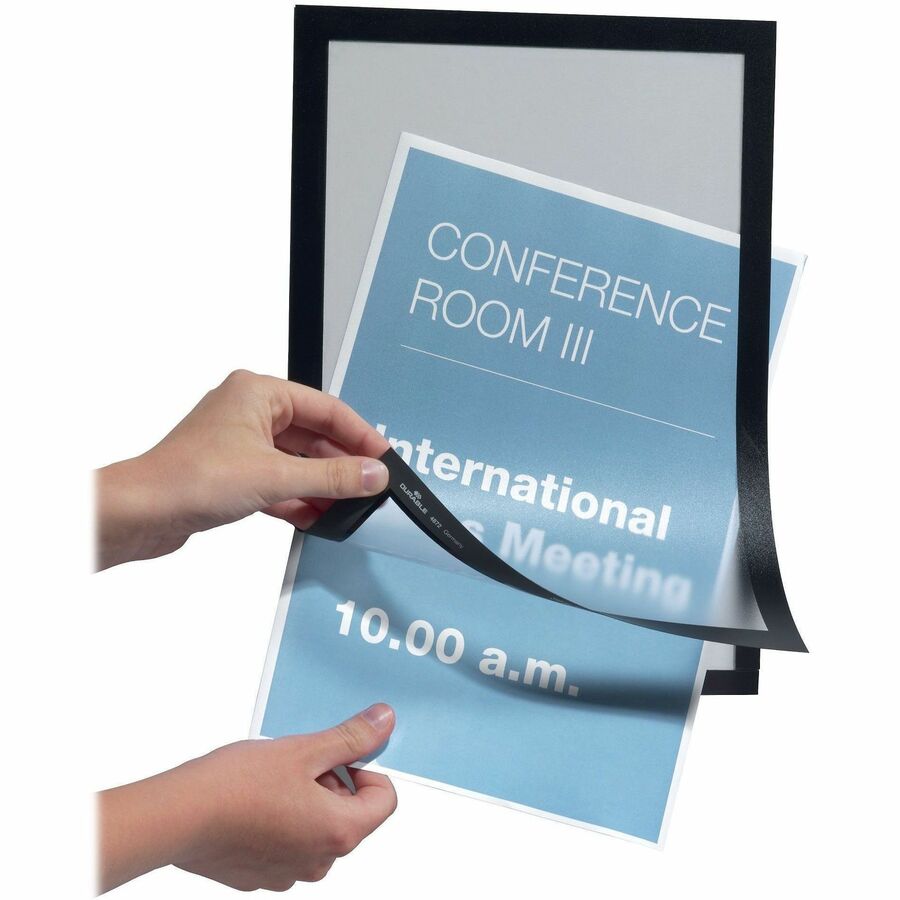 9" x 14" Frame Size - Holds 8.50" x 11" Insert - Rectangle - Horizontal, Vertical - Self-adhesive, Sturdy, Magnetic - Black - 2 / Pack