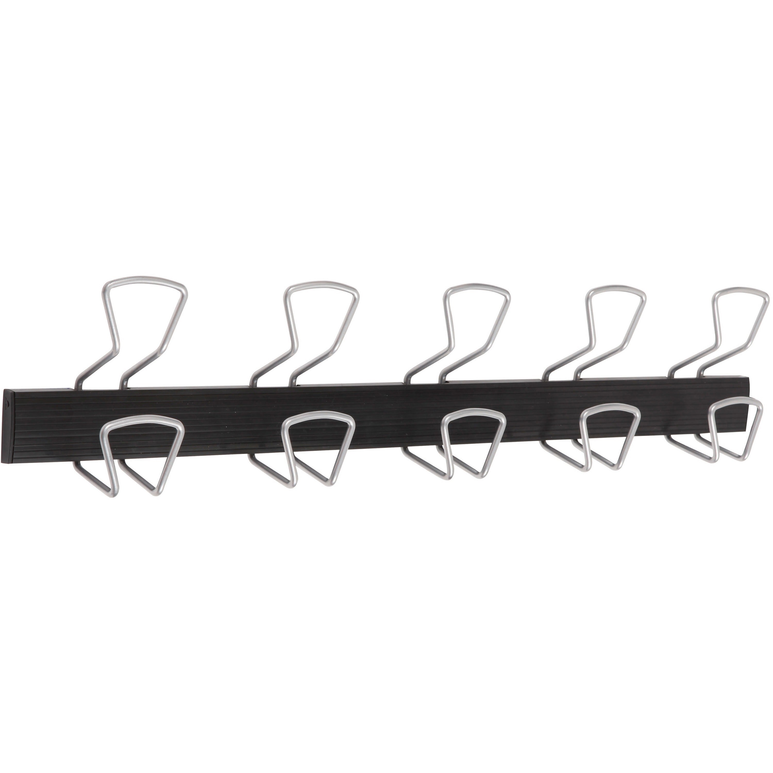 10 Pegs - 110.23 lb (50 kg) Capacity - 6.5" Height x 29.9" Width - for Coat, Clothes - Metal - Black - Powder Coated - 1 Each