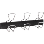 6 Hooks - 132.28 lb (60 kg) Capacity - 6.5" Height x 18.1" Length - for Coat, Clothes - Plastic - Black, Gray - Powder Coated - 1 Each