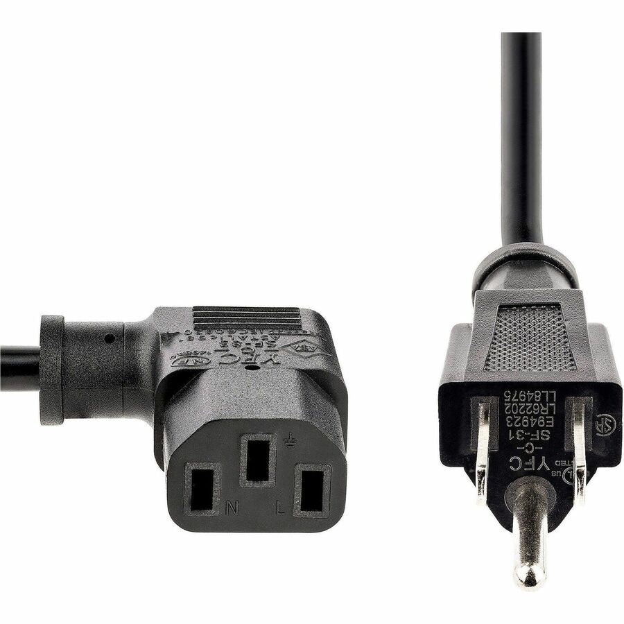 StarTech.com 3 ft Computer Power Cord - NEMA 5-15P to Right-Angle C13 - 18AWG