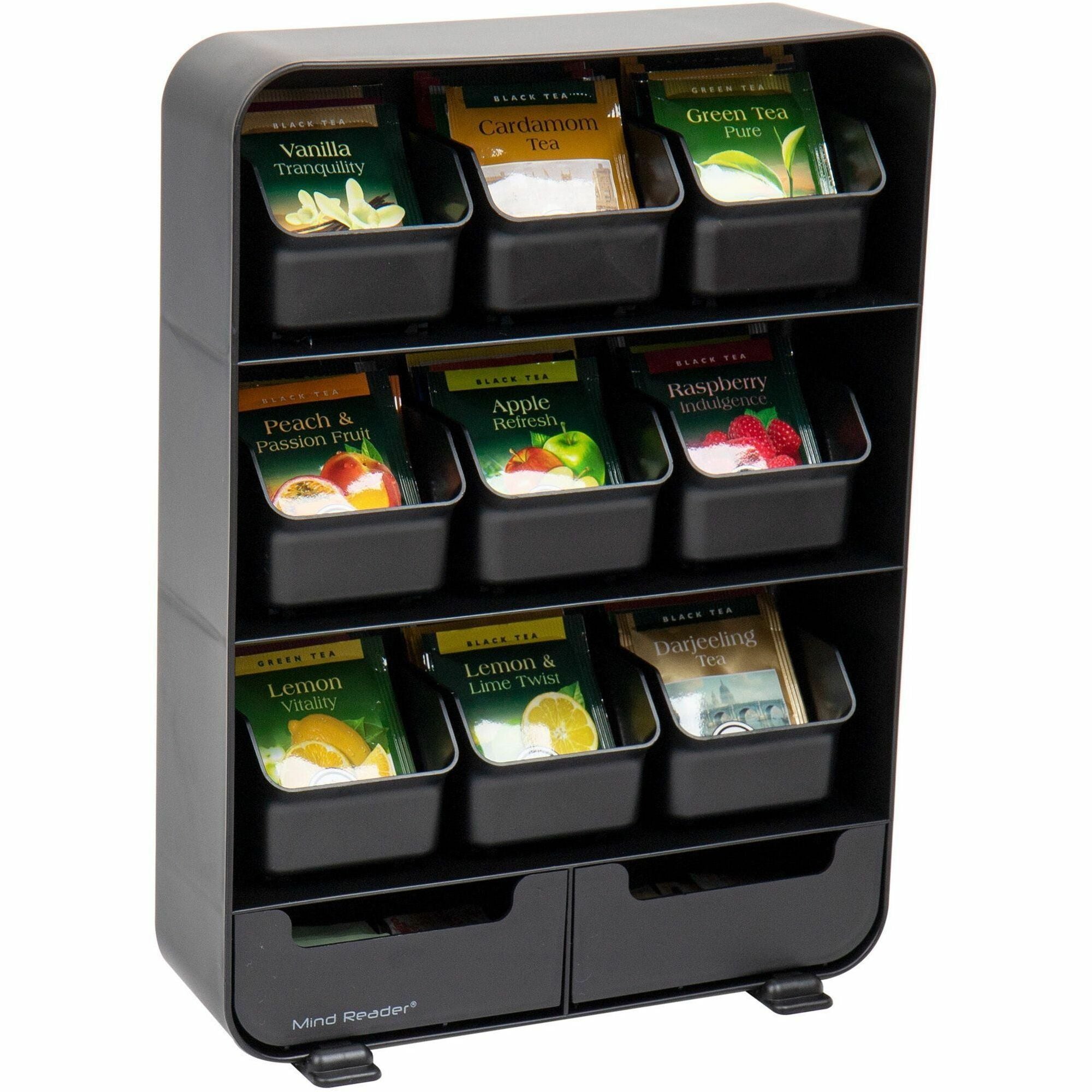 135 x Tea Bag - 9 Drawer(s) - Black - Plastic, Rubber - 1 Each