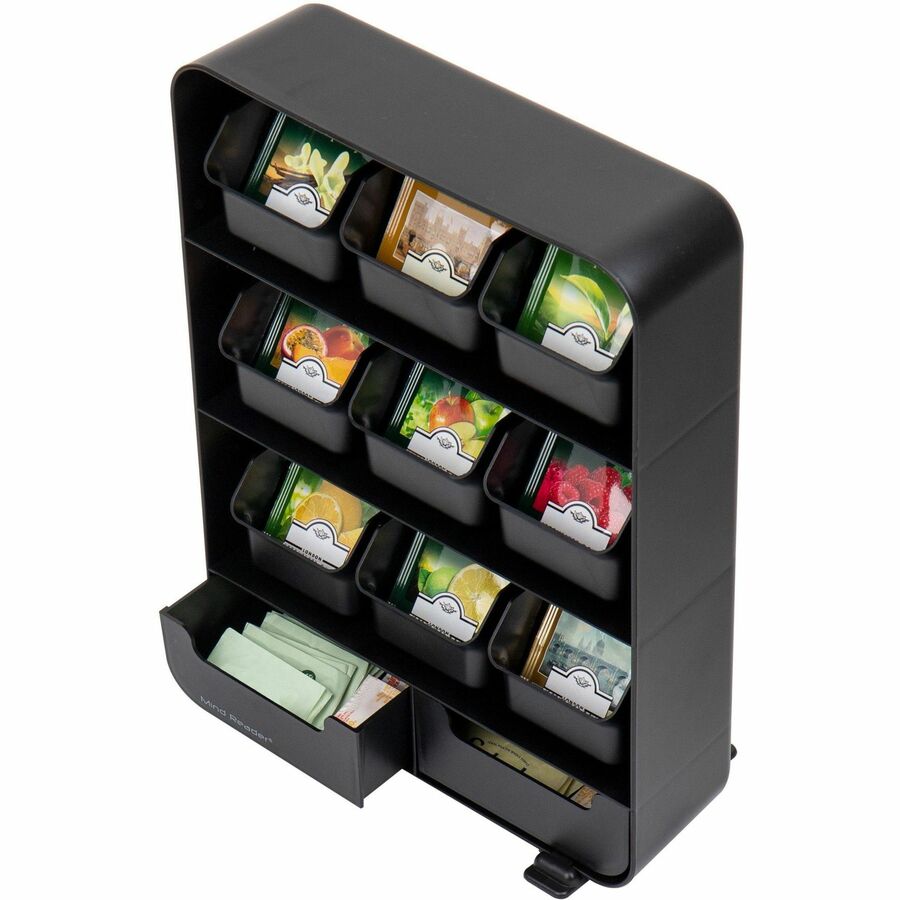 135 x Tea Bag - 9 Drawer(s) - Black - Plastic, Rubber - 1 Each