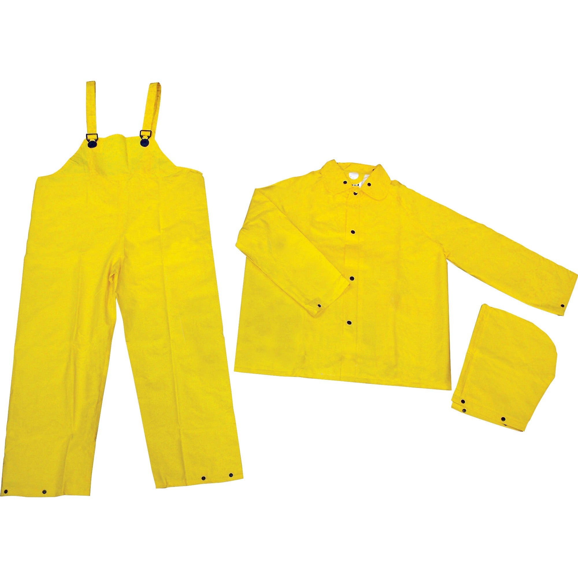 River City Classic Three-piece Rainsuit, Extra Large, Yellow, Polyester/PVC, Snap Closure, 1 Each