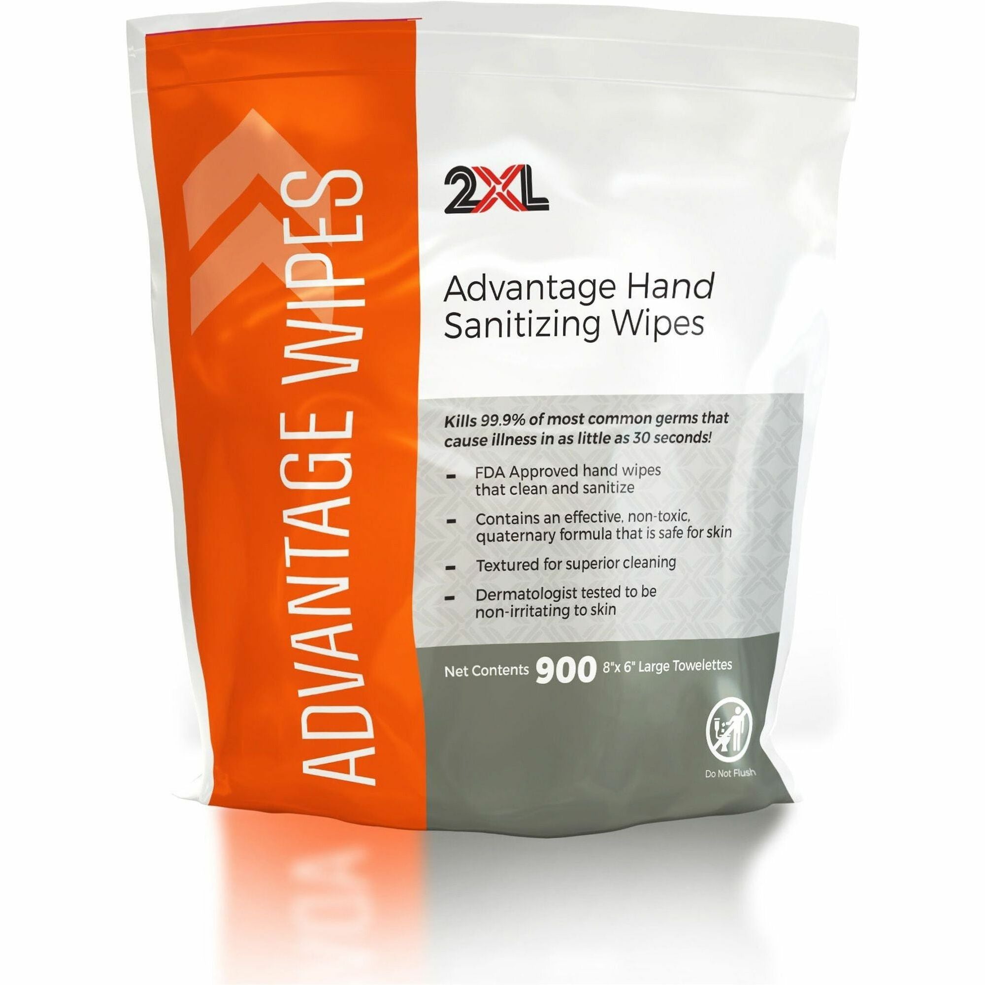 2XL Advantage Sanitizing Wipes, 6" x 8", White, 900 Wipes per Roll, 1 Roll