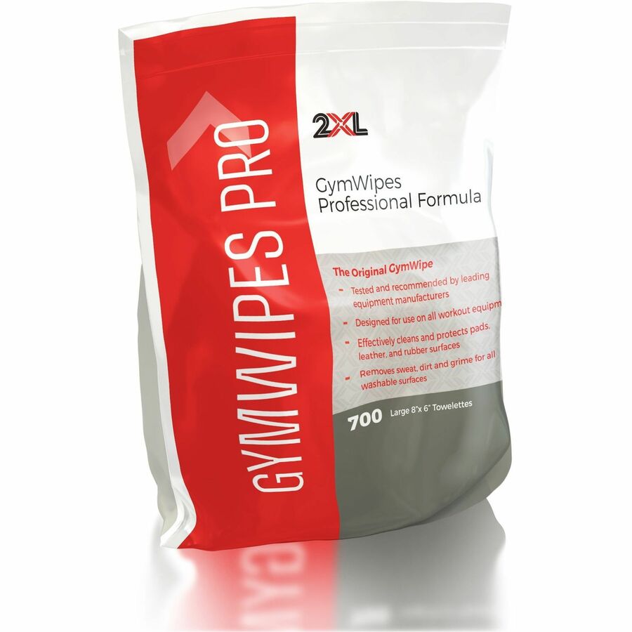 2XL GymWipes Professional Towelettes Bucket Refill, 8" x 6", Bleach-Free, Non-Alcohol, Phenol-Free, Quick Drying, Odor Neutralizer, White, 1 Pack