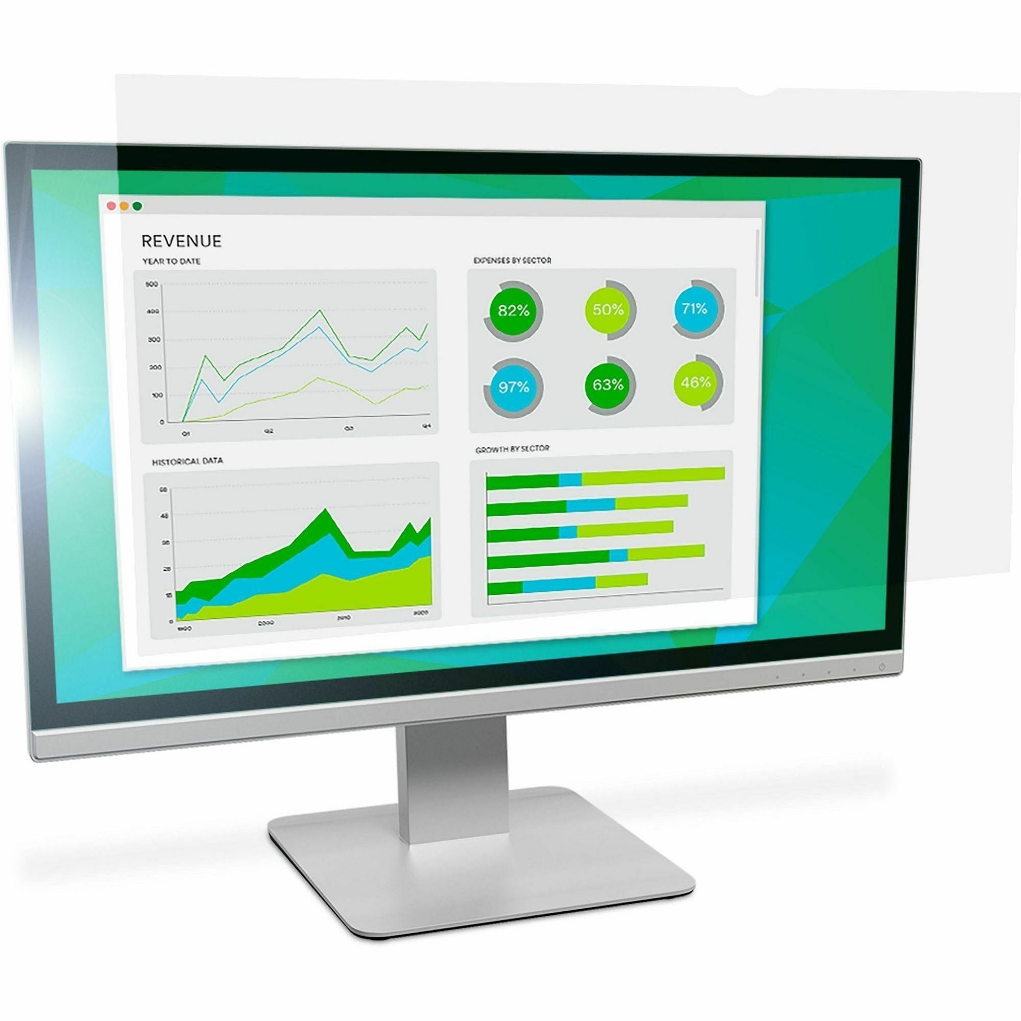 3M Anti-Glare Filter, Clear Matte, for 23.8" Widescreen LCD Monitor 16:9, Scratch, Fingerprint & Dust Resistant, Reversible, Touch Compatible, 1 Each