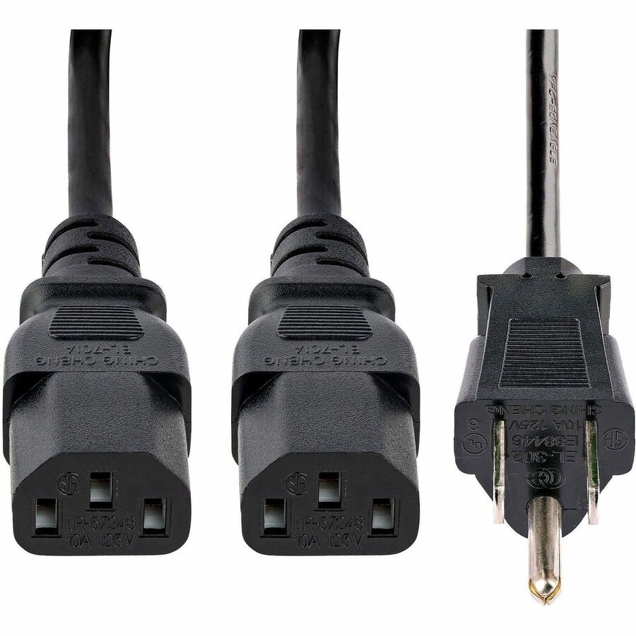 StarTech.com Computer Power Cord - NEMA 5-15P to 2x C13 - 10 ft.