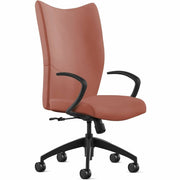 9 to 5 Seating Bristol High-Back Leather Chair, Saddle Color, 5-Star Base, Adjustable, 1 Each