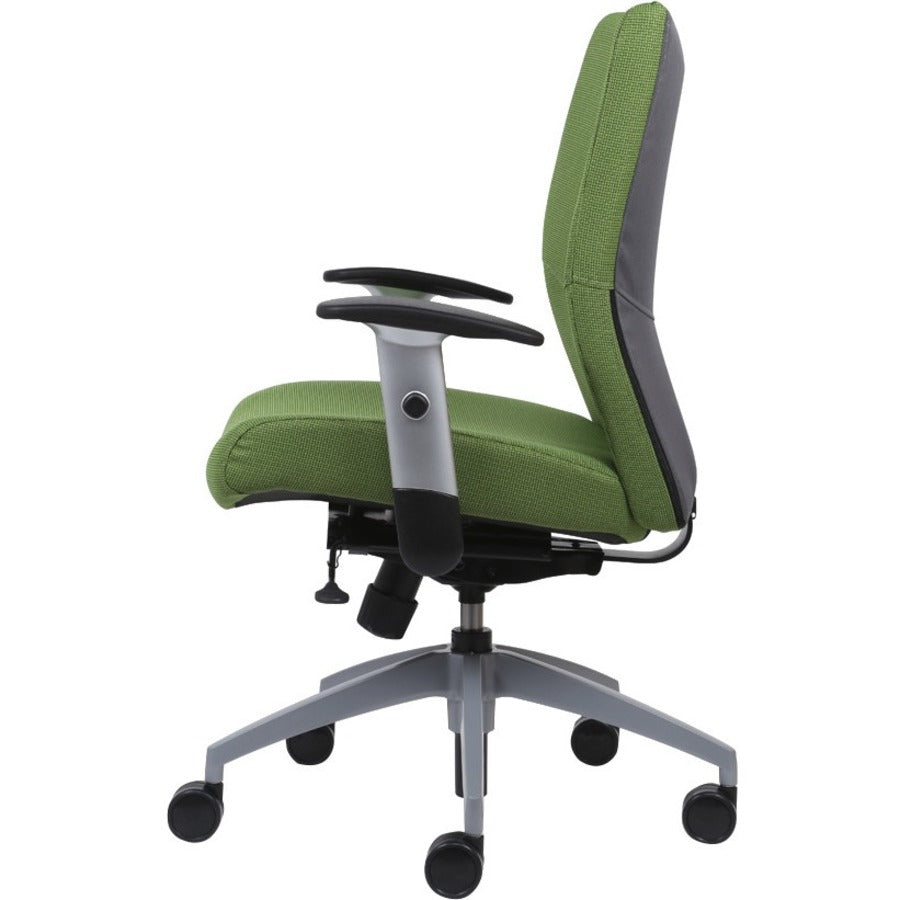 9 to 5 Seating Bristol Mid Back Chair, Camel Leather Seat and Back, Black Arms, 5-Star Base, 1 Each