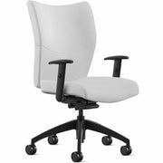 9 to 5 Seating Bristol Mid Back Chair, White Leather Seat and Back, 5-Star Base, Adjustable Arms, 1 Each