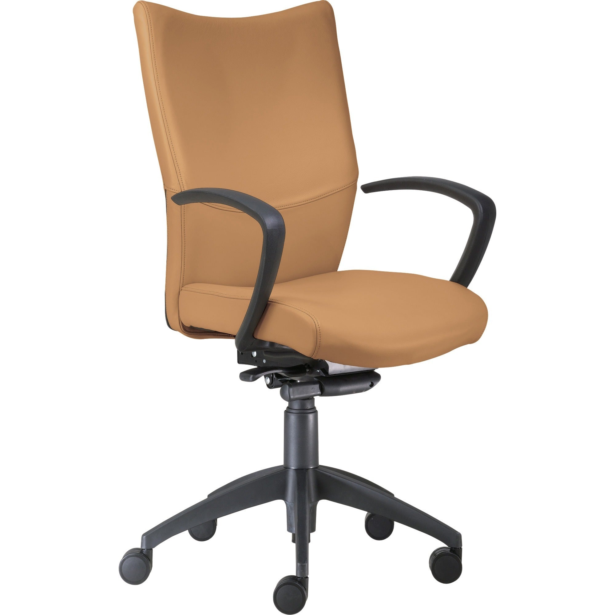 9 to 5 Seating Bristol High-Back Leather Chair, Camel, 5-Star Base, Adjustable Height, Tilt Lock, Swivel, 1 Each