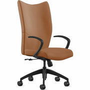 9 to 5 Seating Bristol High-Back Chair, Camel Leather, 5-Star Base, Adjustable Height, Tilt Mechanism, 1 Each