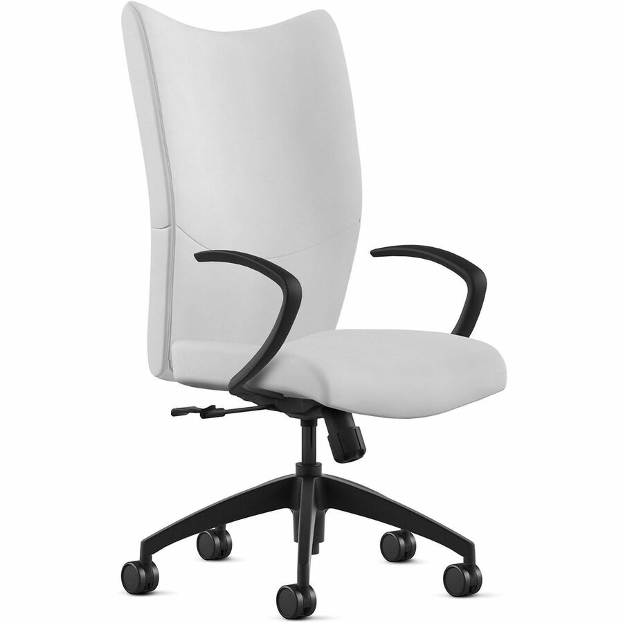 9 to 5 Seating Bristol High-Back Leather Chair, White, 5-Star Base, 1 Each