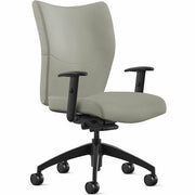 9 to 5 Seating Bristol Mid Back Chair, Mist Leather Seat and Back, 5-Star Base, Adjustable Arms, 1 Each