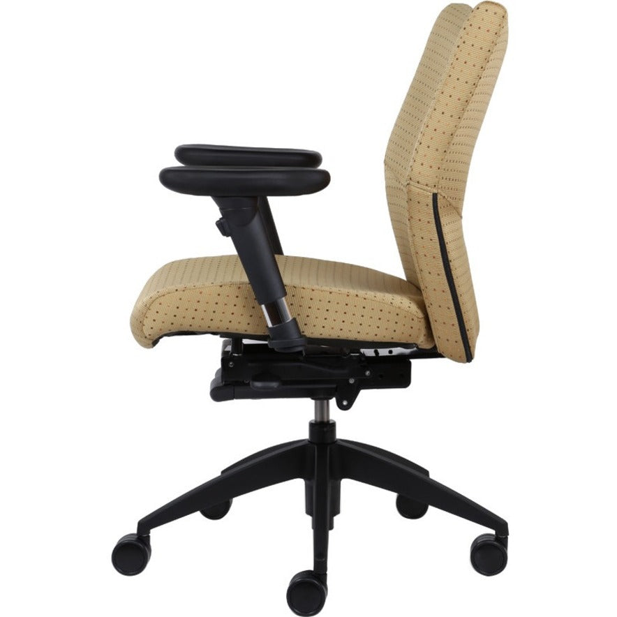 9 to 5 Seating Bristol Mid Back Chair, Mist Leather Seat and Back, 5-Star Base, Adjustable Arms, 1 Each