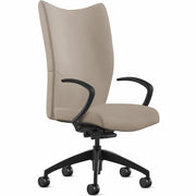 9 to 5 Seating Bristol High-Back Leather Chair, Mushroom Color, 5-Star Base, Adjustable Height, Tilt Lock, 1 Each