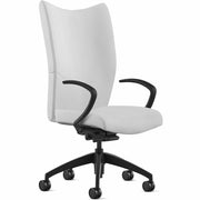 9 to 5 Seating Bristol High-Back Chair, White Leather, 5-Star Base, Adjustable Height, Tilt Lock, 1 Each