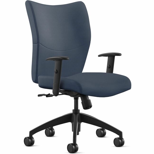 9 to 5 Seating Bristol Mid Back Chair, Baltic Leather, 5-star Base, Adjustable Arms, 1 Each
