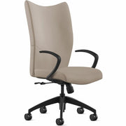 9 to 5 Seating Bristol High-Back Leather Chair, Mushroom Color, 5-Star Base, Adjustable, 1 Each