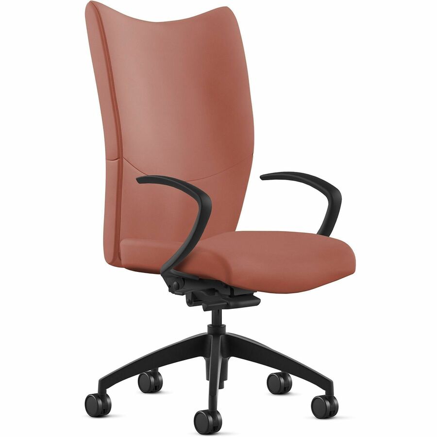 9 to 5 Seating Bristol High-Back Leather Chair, Saddle Color, 5-Star Base, Adjustable Height, Tilt Mechanism, 1 Each