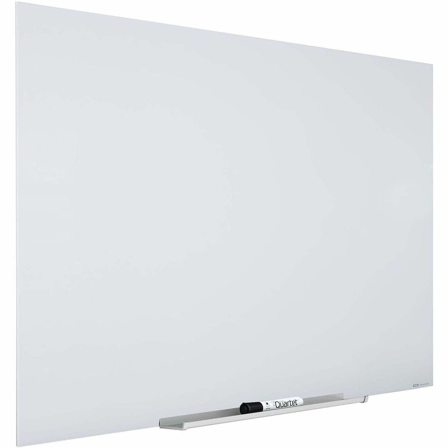 Quartet InvisaMount Magnetic Glass Dry-Erase Board, 39" x 22", White Tempered Glass, Horizontal, Frameless, Magnetic, Includes Marker Tray and Dry Erase Marker, 1 Each