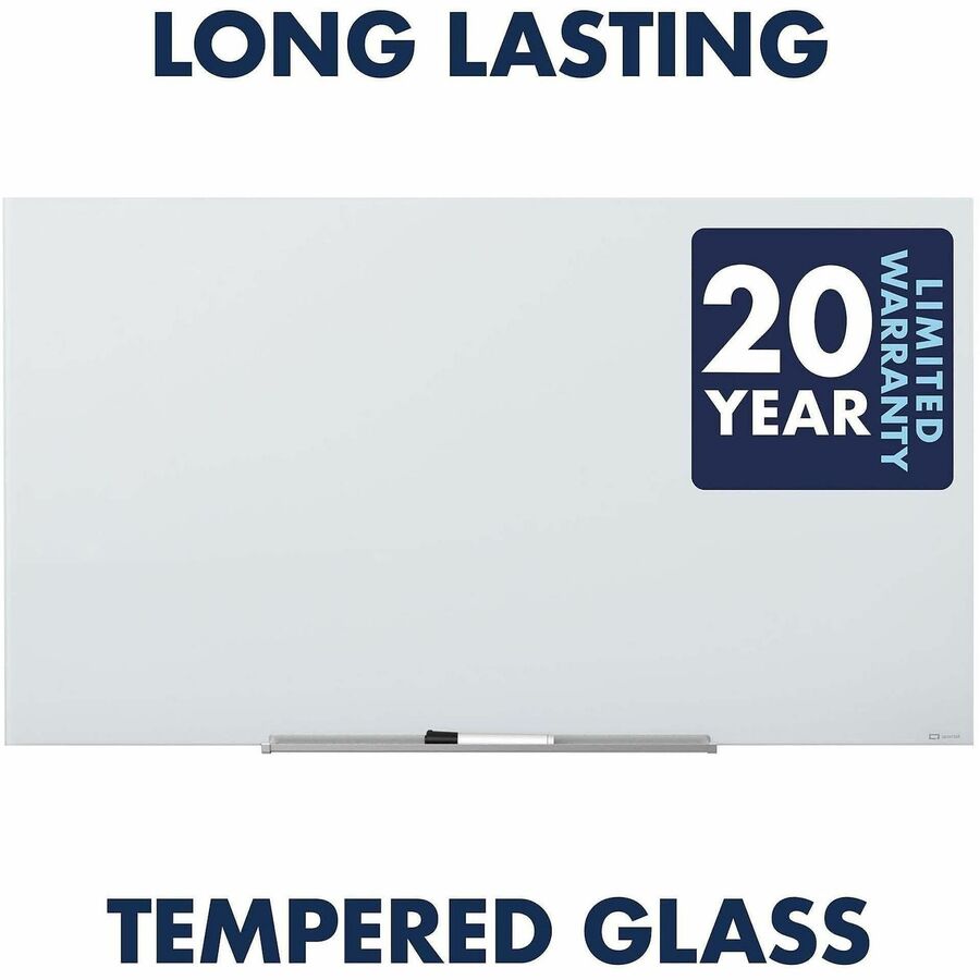 Quartet InvisaMount Magnetic Glass Dry-Erase Board, 85" x 48", White Tempered Glass, Horizontal, Magnetic, Frameless, Includes Marker Tray, Dry Erase Marker, and 2 Magnets, 1 Each