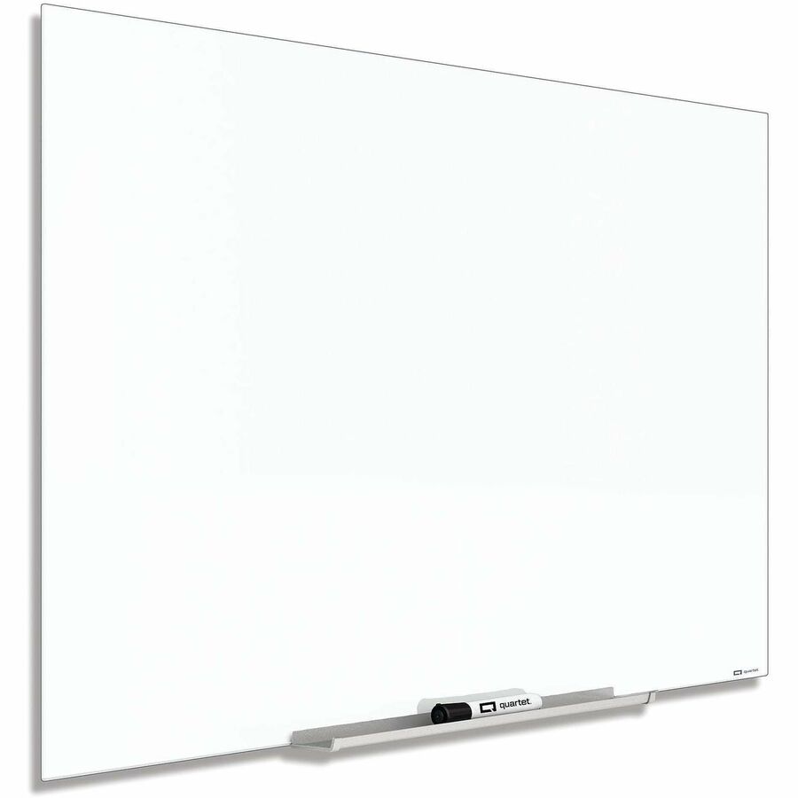 Quartet InvisaMount Magnetic Glass Dry-Erase Board, 85" x 48", White Tempered Glass, Horizontal, Magnetic, Frameless, Includes Marker Tray, Dry Erase Marker, and 2 Magnets, 1 Each