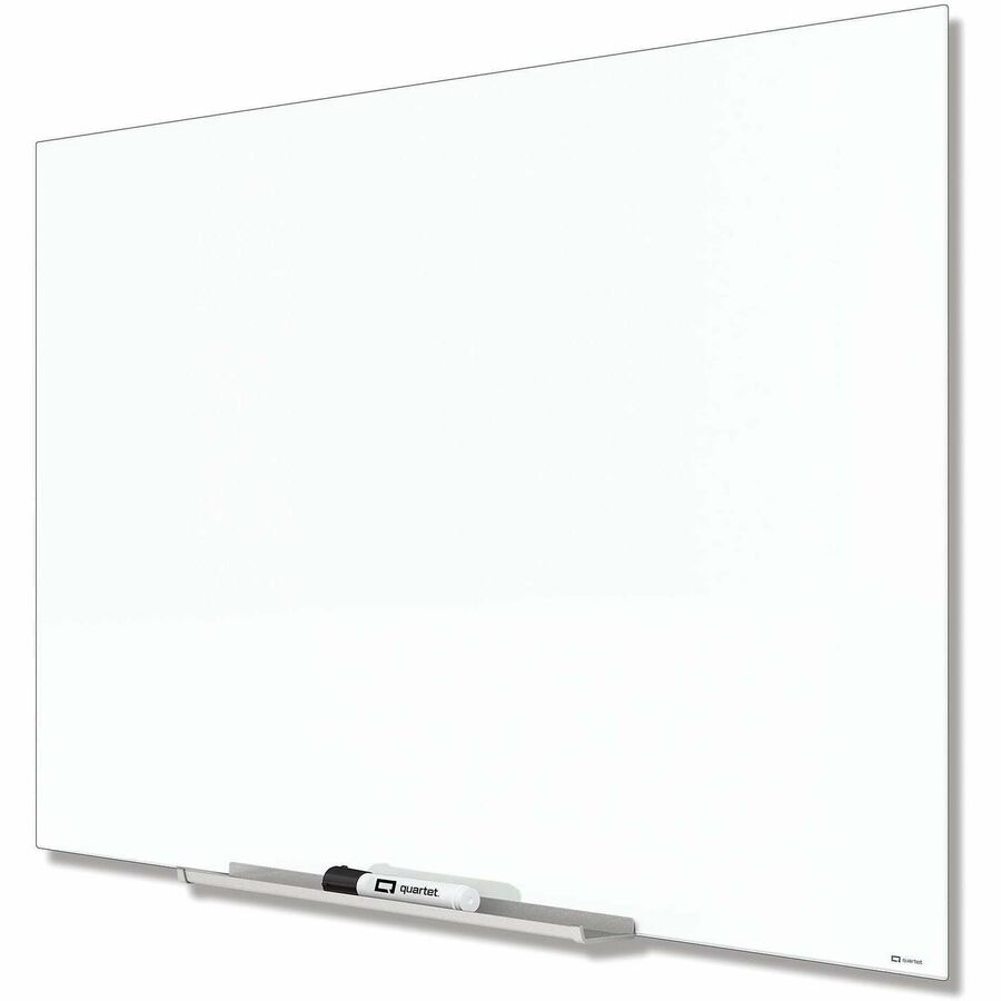 Quartet InvisaMount Magnetic Glass Dry-Erase Board, 85" x 48", White Tempered Glass, Horizontal, Magnetic, Frameless, Includes Marker Tray, Dry Erase Marker, and 2 Magnets, 1 Each
