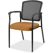 Lorell Mesh Back Stackable Guest Chair, Dillon Fiesta Vinyl Seat, Black Mesh Back, Powder Coated Steel Frame, Four-Legged Base, Armrests, 1 Each