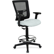 Lorell Mesh Back Drafting Stool, Mid Back, Vinyl Seat, Mesh Back, Black Frame, 5-Star Base, Armrests, Castillo Breezy Color, 1 Each