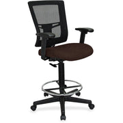 Lorell Mesh Back Drafting Stool, Canyon Nightfall Vinyl Seat, Black Mesh Mid Back, 5-Star Base, Adjustable Armrests, 1 Each