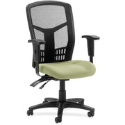 Lorell Executive High-back Mesh Chair, Dillon Sage Vinyl Seat, Black Mesh Back, Steel/Plastic Frame, 5-star Base, 1 Each