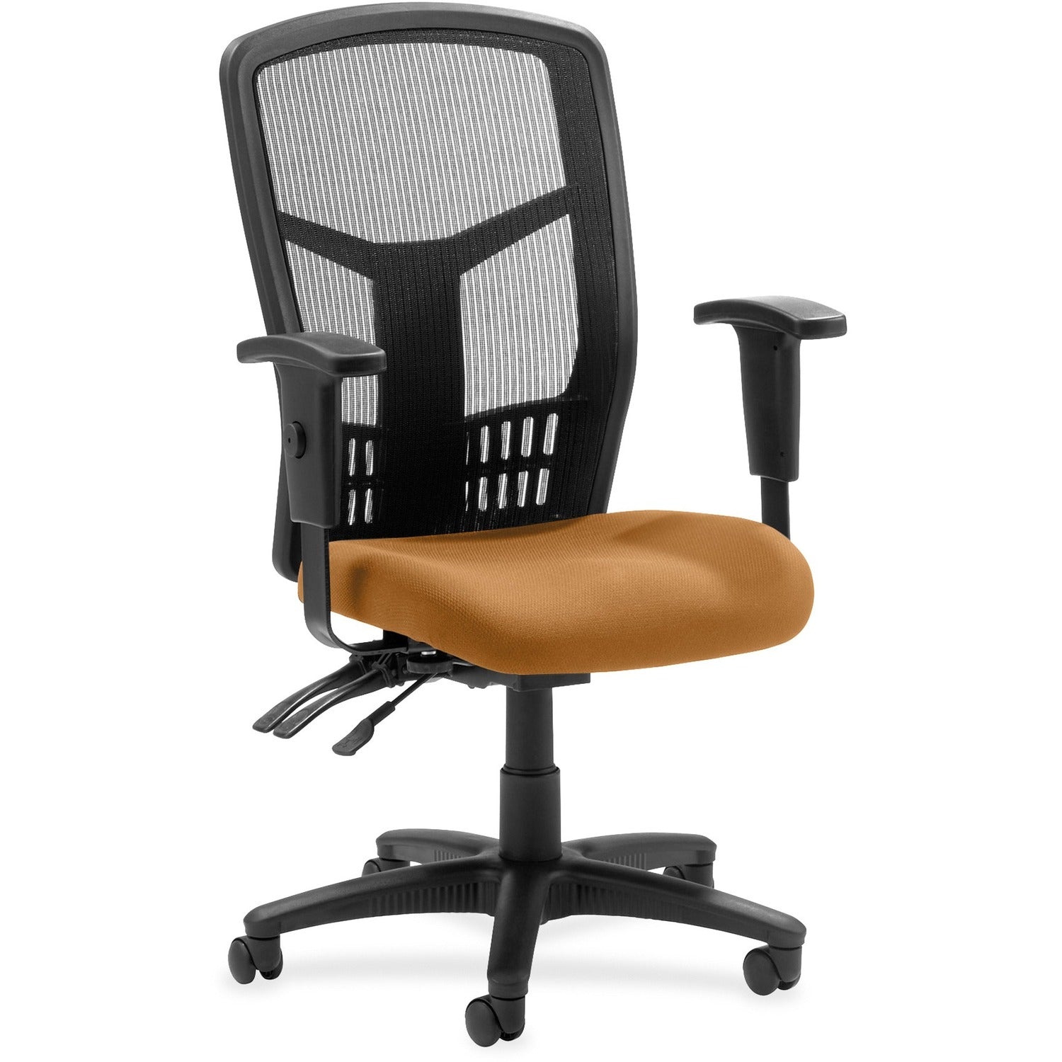 Lorell Executive High-back Mesh Chair, Dillon Fiesta Vinyl Seat, Black Mesh Back, Steel/Plastic Frame, 5-star Base, 1 Each
