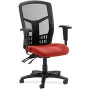 Lorell Executive High-back Mesh Chair, Canyon Red Rock Vinyl Seat, Black Mesh Back, Steel/Plastic Frame, 5-star Base, 1 Each