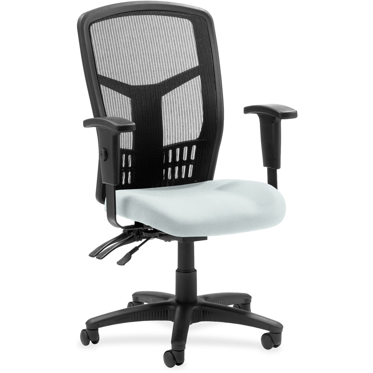 Lorell Executive High-back Mesh Chair, Castillo Breezy Vinyl Seat, Black Mesh Back, Steel/Plastic Frame, 5-star Base, 1 Each